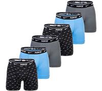 NIKE Herren Boxer Shorts, 6er Pack - Boxers, Cotton Stretch, einfarbig Schwarz/Grau/Blau S