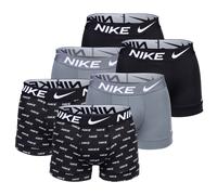 NIKE Herren Boxer Shorts, 6er Pack - Trunks, Dri-Fit Micro, Logobund Schwarz/Grau/Logo L