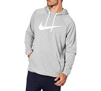 Nike Herren Dry Hoodie Pull Over Swoosh Kapuzenpullover, Grau (Dark Grey Heather/White) , L
