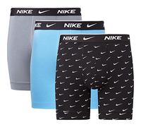 Nike Herren Everyday Cotton Stretch Boxer Briefs 3Pk, Swoosh Print/Grey/Uni. Blue, S