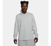 NIKE Club Knit langarm Poloshirt Herren 063 - dk grey heather/white S