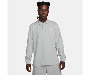 Nike Herren Langarm Poloshirt Club FQ3417-063 S Dk Grey Heather/White