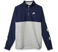 Nike Herren Long Sleeved T-Shirt M NSW CE TOP HZ BB HYBRID, Midnight Navy/dk Grey Heather/Midnight Navy/(White) (Htr), L, CJ4418