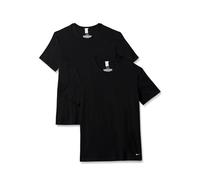 Nike Herren-Unterhemden, Baumwolle, Stretch, kurzärmelig, Rundhalsausschnitt, 2 Stück, Schwarz, L