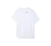 Nike Herren-Unterhemden, Baumwolle, Stretch, kurzärmelig, V-Ausschnitt, 2er-Pack, Weiss/opulenter Garten, L