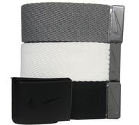Nike Herren Webgürtel, 3er-Pack, mattschwarze Hardware, Schwarz/Weiß/Grau, Einheitsgröße
