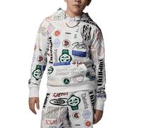 NIKE Jordan Jungen Sweatshirt mit Kapuze MJ Essentials All Over Printed Weiß Code 95D741-782, Weiß/mehrfarbig, 10-12 Jahre