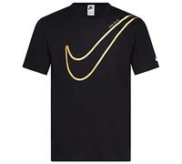 NIKE Just Do It T Shirt Mens Swoosh Tee Crew Neck Short Sleeve T Shirt Black DR9275 010 New (Small)