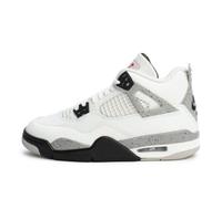 Nike Kids Air Jordan 4 Retro Grade School Shoes, Summit White/Fire Red, 5.5 Big Kid