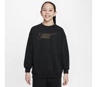 Nike Mädchen Oberteil G NSW Club FLC Bf Crew Ls Shne, Black/Metallic Gold, FJ6161-010, S