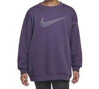 Nike Mädchen Club Fleece Oversized Crew Sweatshirt, Dark Raisin/Metallic Silver, 7/8 Jahre