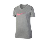 Nike Mädchen T-Shirt G NK Dry Tee Leg Vneck Swoosh, Carbon Heather, M, AR5039