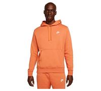 Nike Mens Hooded Long Sleeve Top Sportswear Club Fleece, Hot Curry/Hot Curry/White, BV2654-808, XL