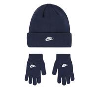 Beanie NIKE SPORTSWEAR "und Handschuhe Set NAN FUTURA BEANIE/GLOVE SET", Kinder, Gr. 8/15, obsidian, Strick, Kunstfaser, Mützen, für Kinder (37051309-8) obsidian
