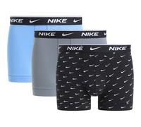 Trunk NIKE UNDERWEAR "TRUNK 3PK", Herren, Gr. XL, 3 Stk., bunt (swoosh print, cool grau, uni blau), Jersey, Obermaterial: 95% Baumwolle, 5% Elasthan, körpernah, Unterhosen, mit Logo-Elastikbund (46132