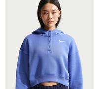 Nike Phoenix verkürzter Oversize-Henley-Hoodie aus Fleece (Damen) - Blau XL (EU 48-50) IF0258-460