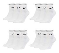 Nike Socken Damen Herren Weiß Schwarz Kurz Sportsocken Größe 34 36 38 40 42 44 46 48 50 Sparset SX7677, Sockengröße:34-38, Sockenfarbe:12 Paar weiss