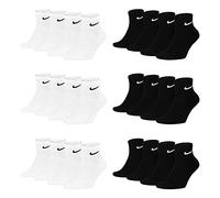 Nike Socken Damen Herren Weiß Schwarz Kurz Sportsocken Größe 34 36 38 40 42 44 46 48 50 Sparset SX7677, Sockengröße:38-42, Sockenfarbe:6 Paar weiss 6 Paar schwarz