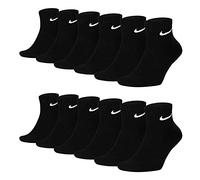 Nike Socken Damen Herren Weiß Schwarz Kurz Sportsocken Größe 34 36 38 40 42 44 46 48 50 Sparset SX7677, Sockengröße:46-50, Sockenfarbe:6 Paar schwarz