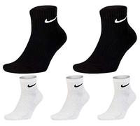 NIKE Socken Kurz 5 Paar Weiß Schwarz Damen Herren Knöchelhoch Sparset Sportsocken Größe 34 36 38 40 42 44 46 48 50, Größe:38-42, Farbe:schwarz weiss