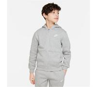 NIKE Sportswear Club Fleece Kapuzenjacke Kinder 063 - dk grey heather/base grey/white S (128-137 cm)