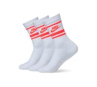 Nike Sportswear Dri-Fit Everyday Essential Crew-Socken (3 Paar), White/Hot Punch/Hot Punch, DX5089-100, S