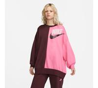 Nike Damen Sportswear FT FLC Oversized Crew Sweatshirt Pullover braun-pink M