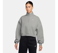 NIKE Studio Fleece Cropped Oversize 1/4-Zip Sweatshirt Damen 063 - dk grey heather/sail XL