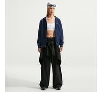 Damen Tennissweatshirt Nike Studio Fleece Medium Weight Full Zip - midnight navy/sail - Grau (S)