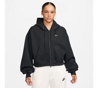 NIKE Studio Fleece Oversize Cropped Kapuzenjacke Damen 001 - total black/sail L