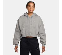 NIKE Studio Fleece Oversize Cropped Kapuzenjacke Damen 063 - dk grey heather/sail XL