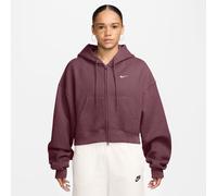 NIKE Studio Fleece Oversize Cropped Kapuzenjacke Damen 654 - pink smoke/sail S