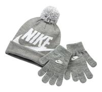 Nike Swoosh Pom Mütze und Handschuhe für Kinder Gr. Youth-X-Large, Dark Grey Heather(8A2695-042)/Weiß