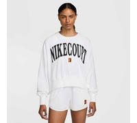 NIKE Top W Nkct Hrtge FLC OOS GFX Crew, White/White/Flat Pewter/Black, FQ2242-100, M