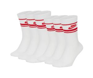NIKE Unisex 6er Pack Sportsocken - Everyday Essential Stripe, einfarbig 42-46 Rot