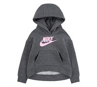 Nike Unisex Club Fleece High Low Pullover - 110/6 Sweater, Carbon Heather Grey/Rosa Schaumstoff, 5 Jahre EU