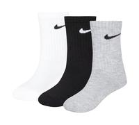 NIKE Unisex Kinder Basic Pack Crew 3pk Socken, White/Dk Grey Heather, 4-5 Jahre EU