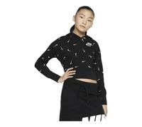 Nike Unisex Kinder Crop Aop Kinder Kapuzensweat, Black/White/Lt Smoke Grey, M EU