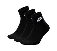 NIKE Unisex Quarter Socken, 3er Pack - Everyday Essential Stripe, Sportsocken, Logo, einfarbig Schwarz 34-38