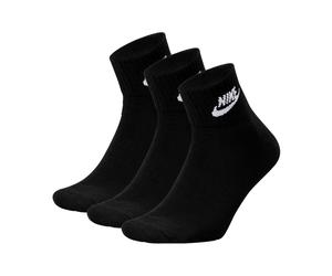NIKE Unisex Quarter Socken, 3er Pack - Everyday Essential Stripe, Sportsocken, Logo, einfarbig Schwarz 46-50