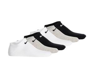 NIKE Unisex Sneakersocken, 6er Pack - Lightweight - No Show Sneaker, einfarbig, Logo 42-46 Weiß/Schwarz/Grau