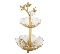 NIKKY HOME Schmuckhalter aus Metall, goldfarben, mit Ringablage, Baum-Schmuck-Organizer, dekorativer Blumen-Schmuck-Halskettenhalter, Organizer