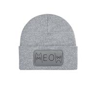 NIMAMA Kinder Mütze Beanie Meow Katze Wintermütze Statement Spruch Print Geschenk Unisex Strickmütze für Jungen und Mädchen - Graumeliert