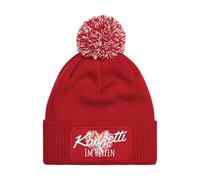 NIMAMA Konfetti im Herzen Bommel Beanie Mütze für Damen & Herren - Wintermütze für Fasching, Karneval & JGA - Lustiger Spruch Strickmütze - Wollmütze als Geschenk für Männer und Frauen - Rot