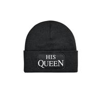 NIMAMA Mütze Beanie HisQueen Wintermütze Statement Spruch Print Geschenk Unisex Strickmütze für Herren & Damen -Schwarz