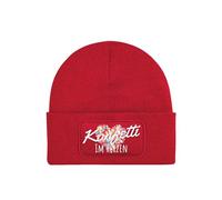 NIMAMA Unisex Konfetti im Herzen Beanie Mütze - Wintermütze mit Statement - Lustiger Spruch Strickmütze - Wollmütze als Geschenk für Männer und Frauen - Rot