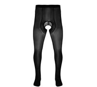 Nimiya Herren Öl Strumpfhosen Im Schritt Offen Transparent Ouvert Strümpfe Leggings Comfort Stretch Feinstrumpfhose Einheitsgröße Nachtwear Clubwear Schwarz One Size