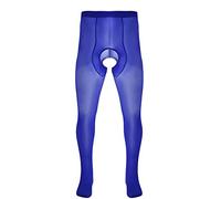 Nimiya Herren Öl Strumpfhosen Im Schritt Offen Transparent Ouvert Strümpfe Leggings Comfort Stretch Feinstrumpfhose Einheitsgröße Nachtwear Clubwear Royal Blau One Size