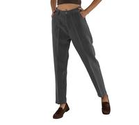 Nina Carter Damen Chino Hose Slim Fit - Elegante Stoffhose im Cigarette Fit mit Stretch Baumwolle, Business & Freizeit Hose mit Gürtelschlaufen (Grau (D002-6), L)