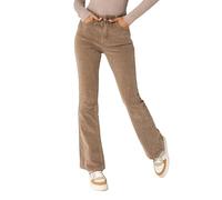 Nina Carter J221 Damen Hochtaillierte Bootcut Stretch-Cordhose aus Samtigem Kordel Vintage Schlaghose Cordjeans (Taupe (J221-25), S)